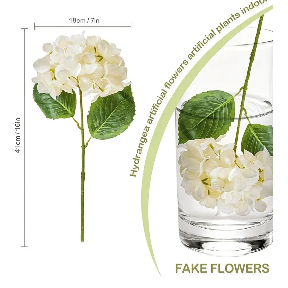 NIB Faux Hydrangeas 6 Branches Off White Wedding Centerpiece Bouquet 16.14